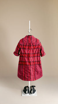 DEEP CLARET PINK Robe chemise en coton check