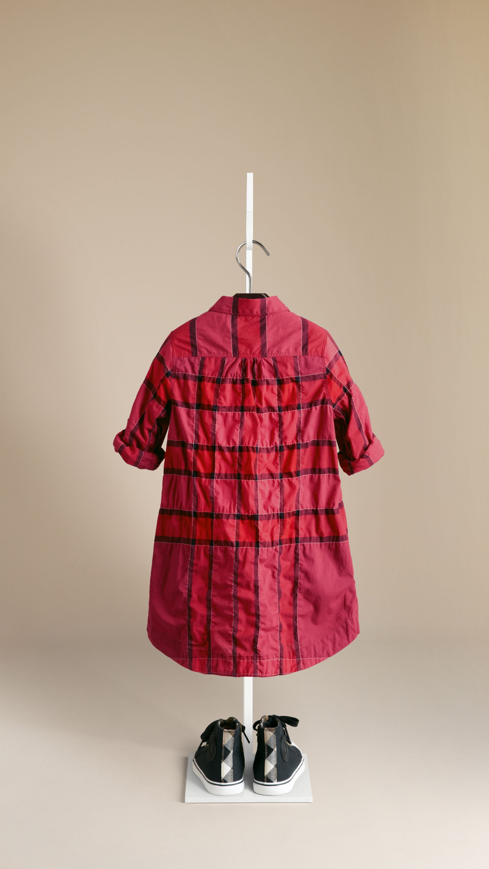 DEEP CLARET PINK Robe chemise en coton check