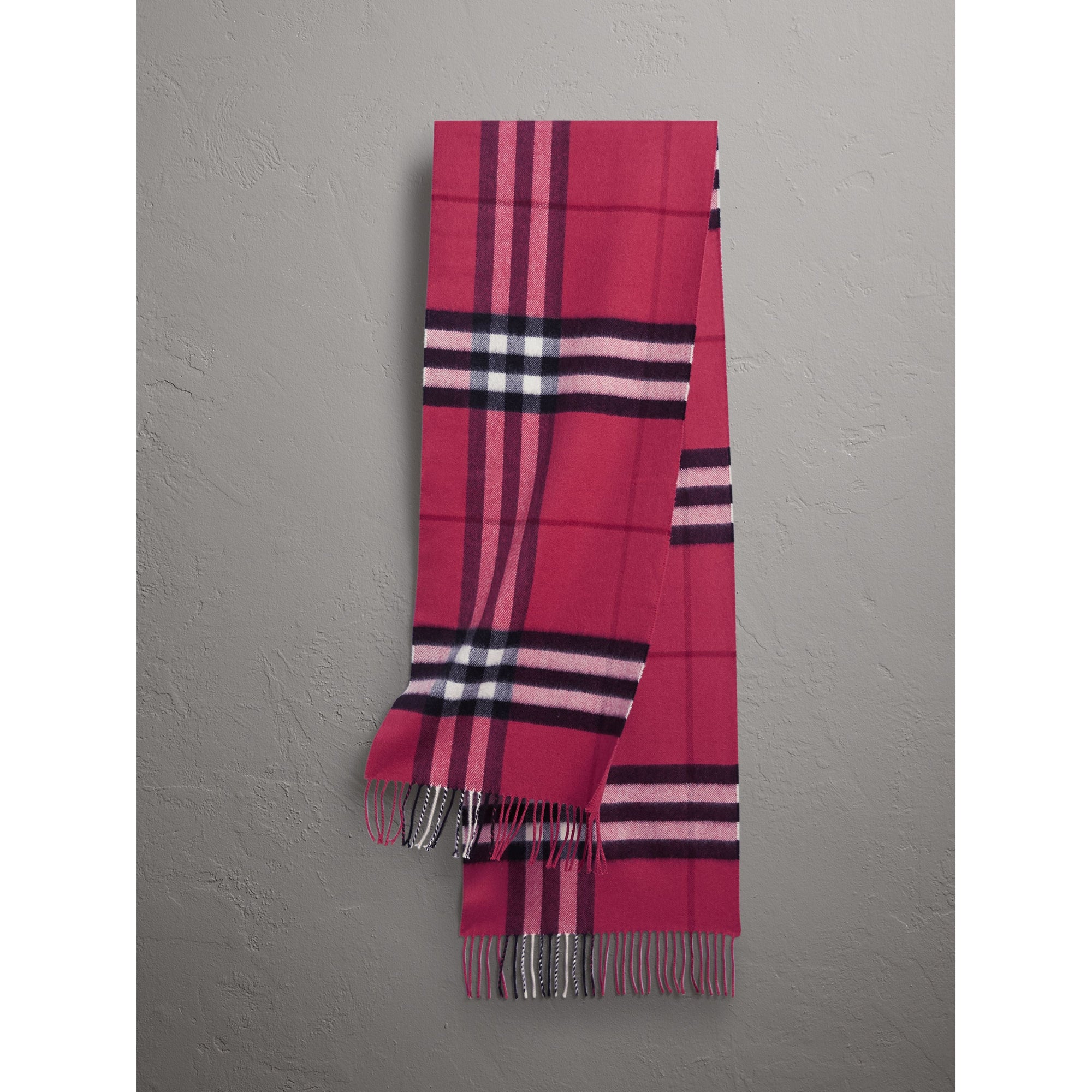 FUCHSIA PINK Écharpe en cachemire à motif check classique