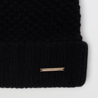 BLACK Bonnet avec pompon en fourrure