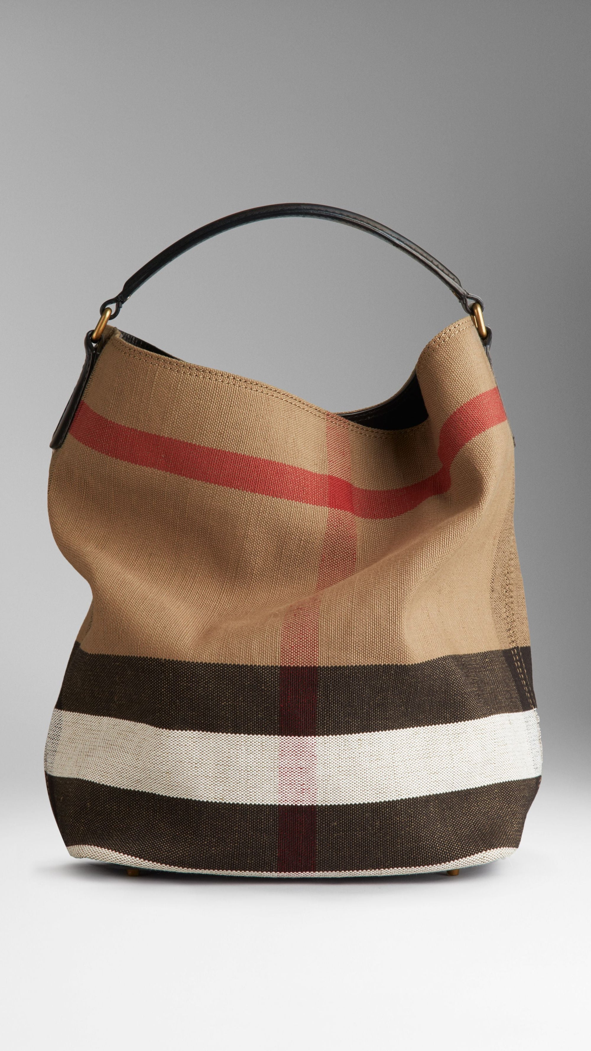 BLACK Sac hobo medium à motif Canvas check