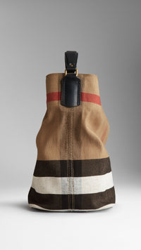 BLACK Sac hobo medium à motif Canvas check