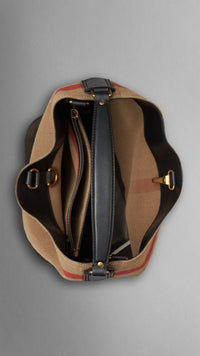 BLACK Sac hobo medium à motif Canvas check