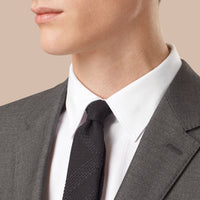 DARK GREY MELANGE Costume de coupe étroite en laine et soie