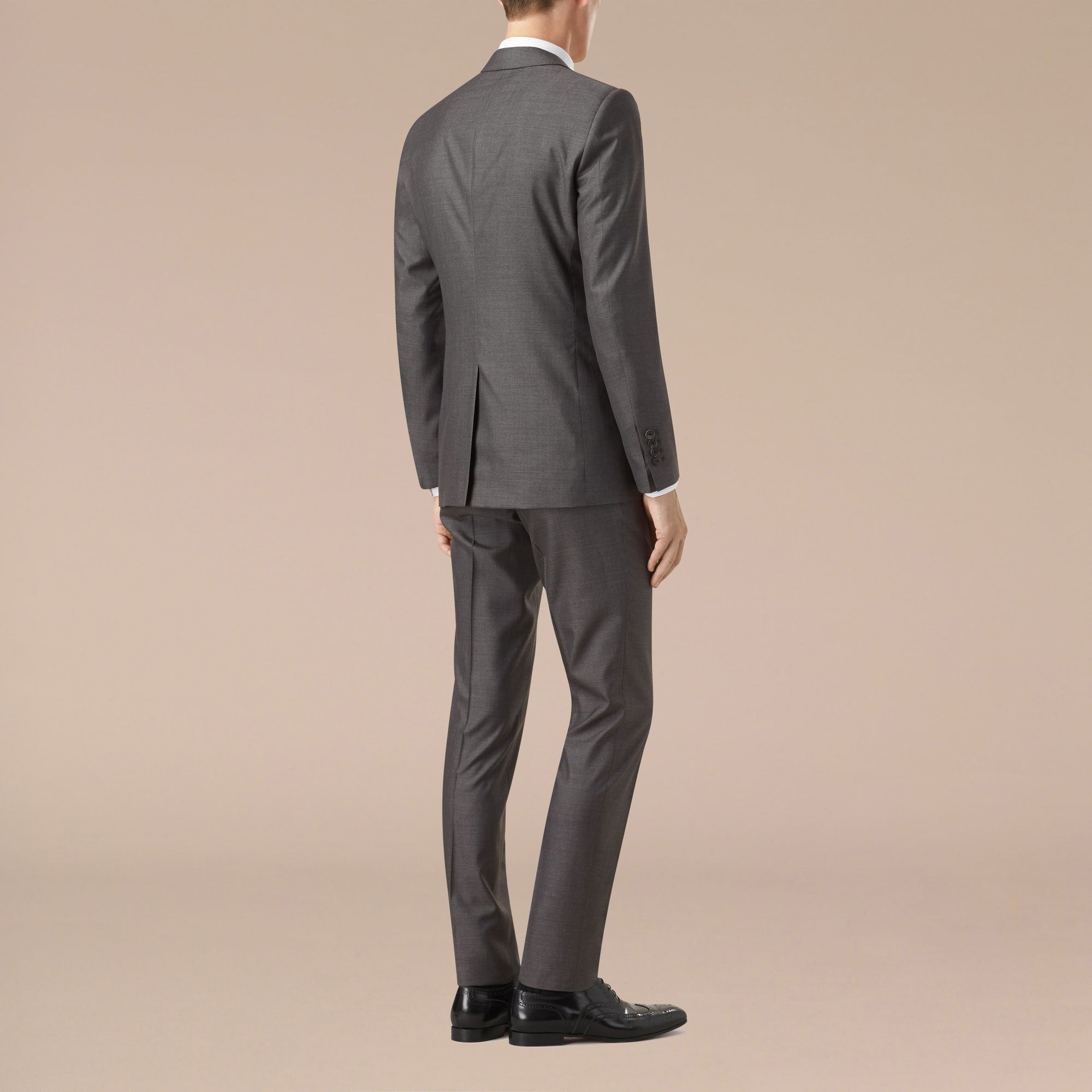 DARK GREY MELANGE Costume de coupe étroite en laine et soie