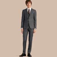 DARK GREY MELANGE Costume de coupe étroite en laine et soie