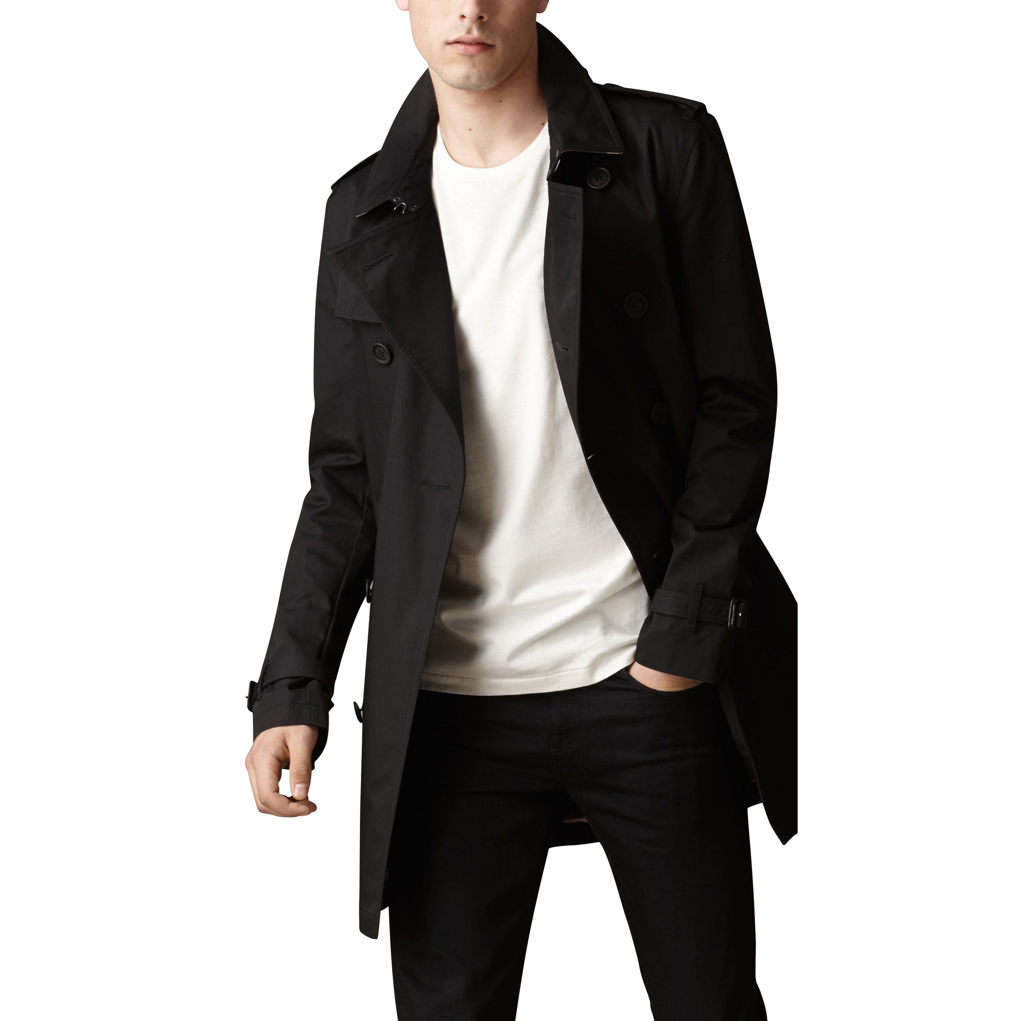 Trench-coat en sergé de coton - Noir