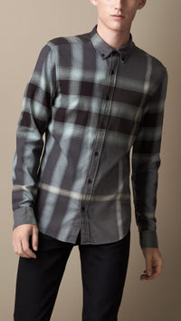 PEWTER BLUE Chemise en flanelle giant exploded check