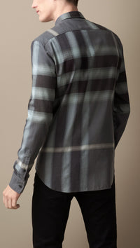 PEWTER BLUE Chemise en flanelle giant exploded check
