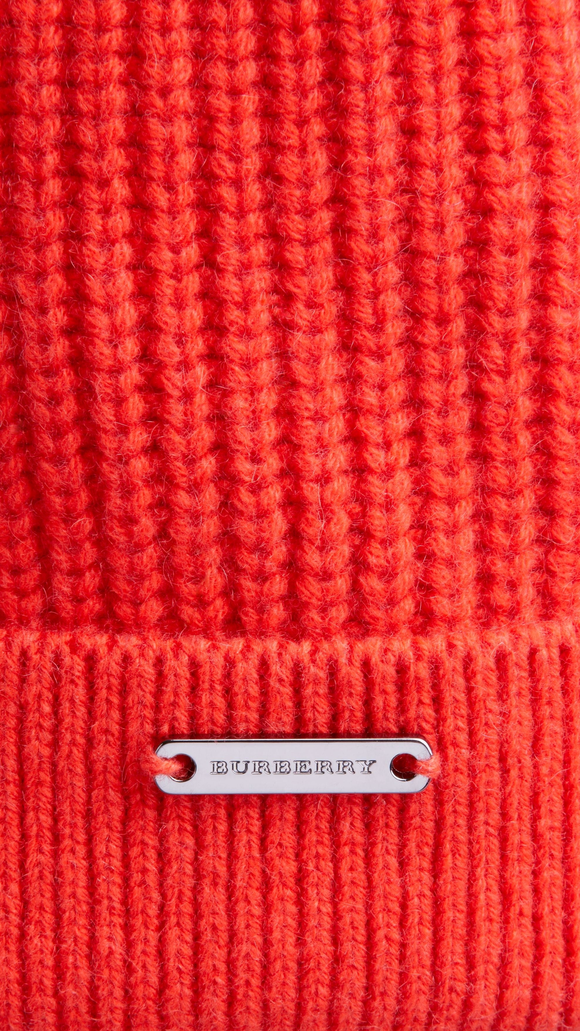ORANGE RED Bonnet en laine et cachemire à côtes anglaises