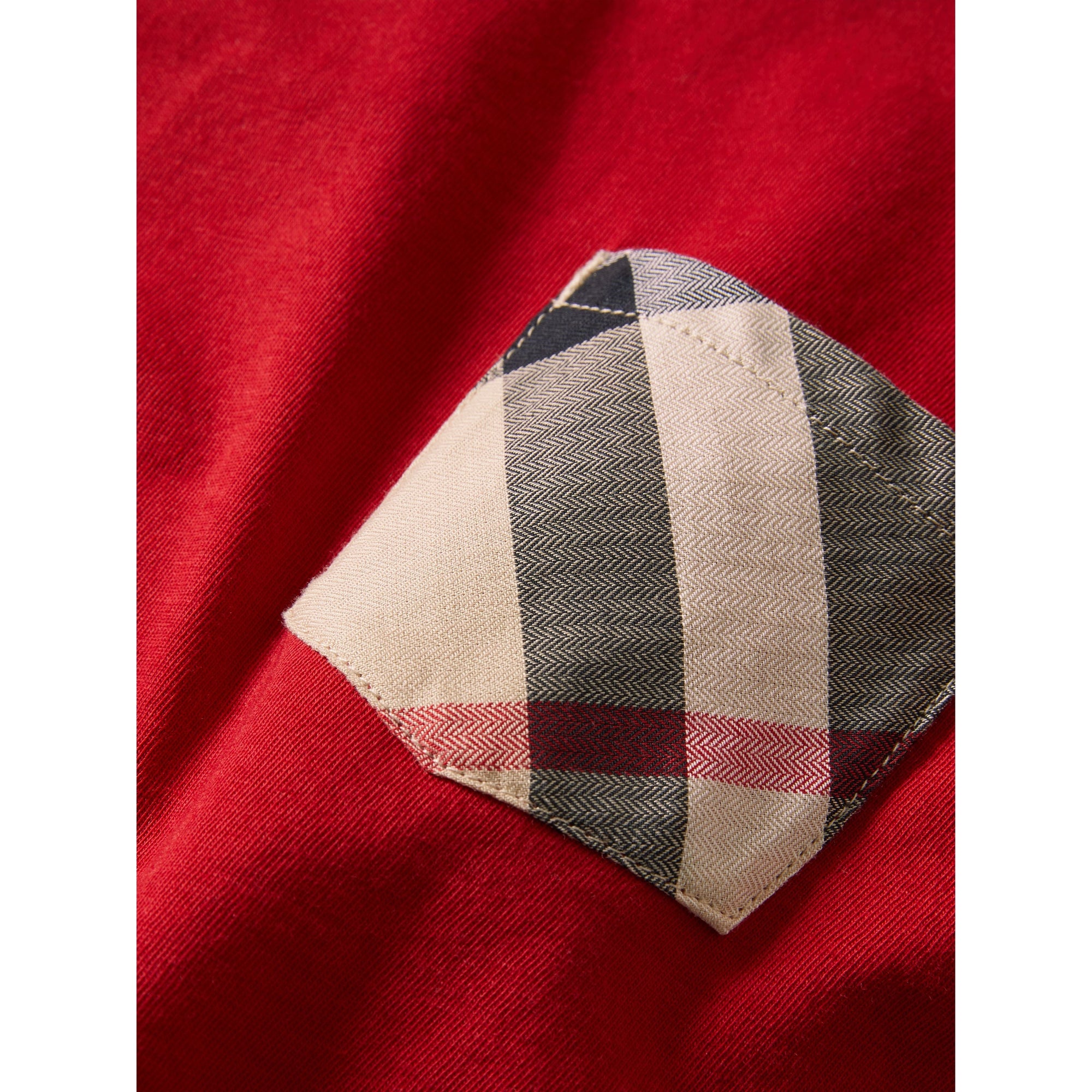 MILITARY RED T-shirt en coton avec poche à motif check
