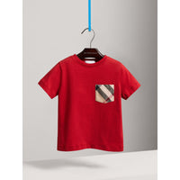 MILITARY RED T-shirt en coton avec poche à motif check