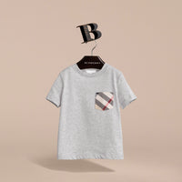 GREY MELANGE T-shirt en coton avec poche à motif check