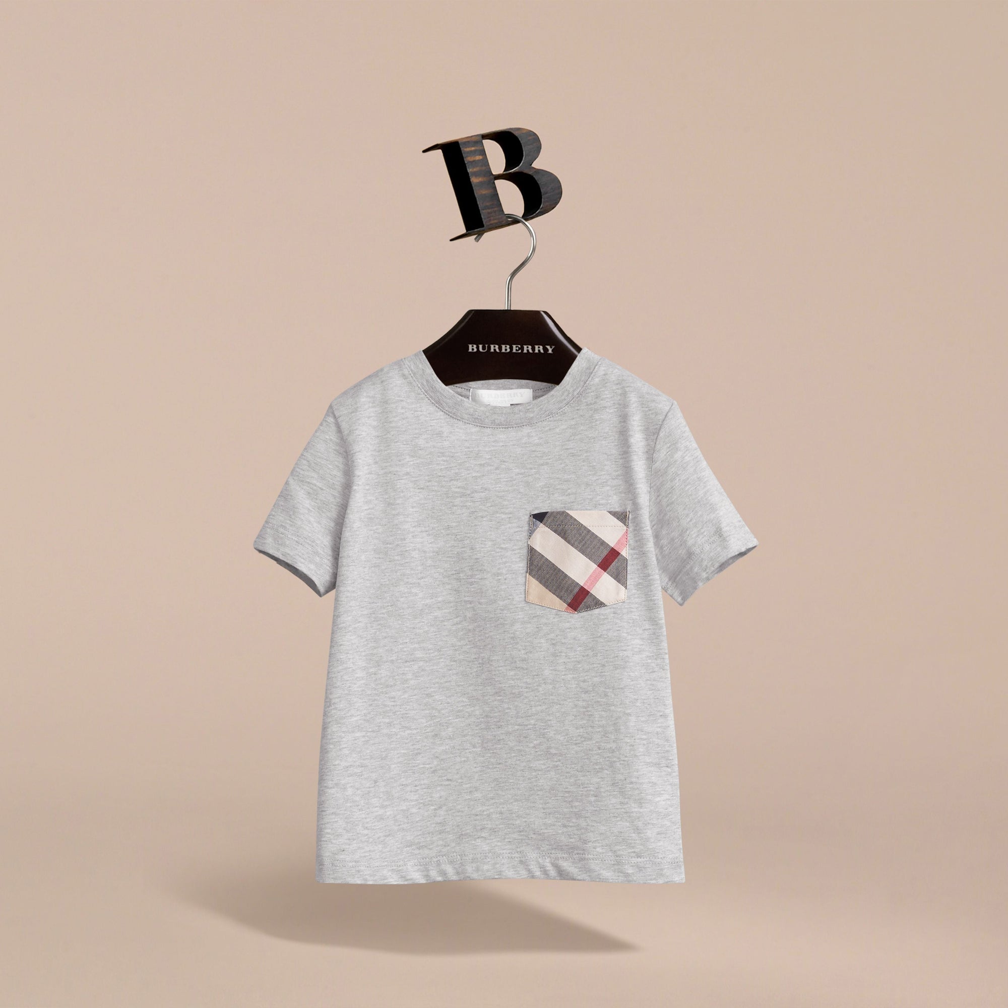 GREY MELANGE T-shirt en coton avec poche à motif check