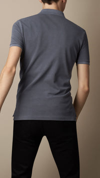 STEEL BLUE Polo en jersey de coton double teinte