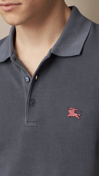 STEEL BLUE Polo en jersey de coton double teinte