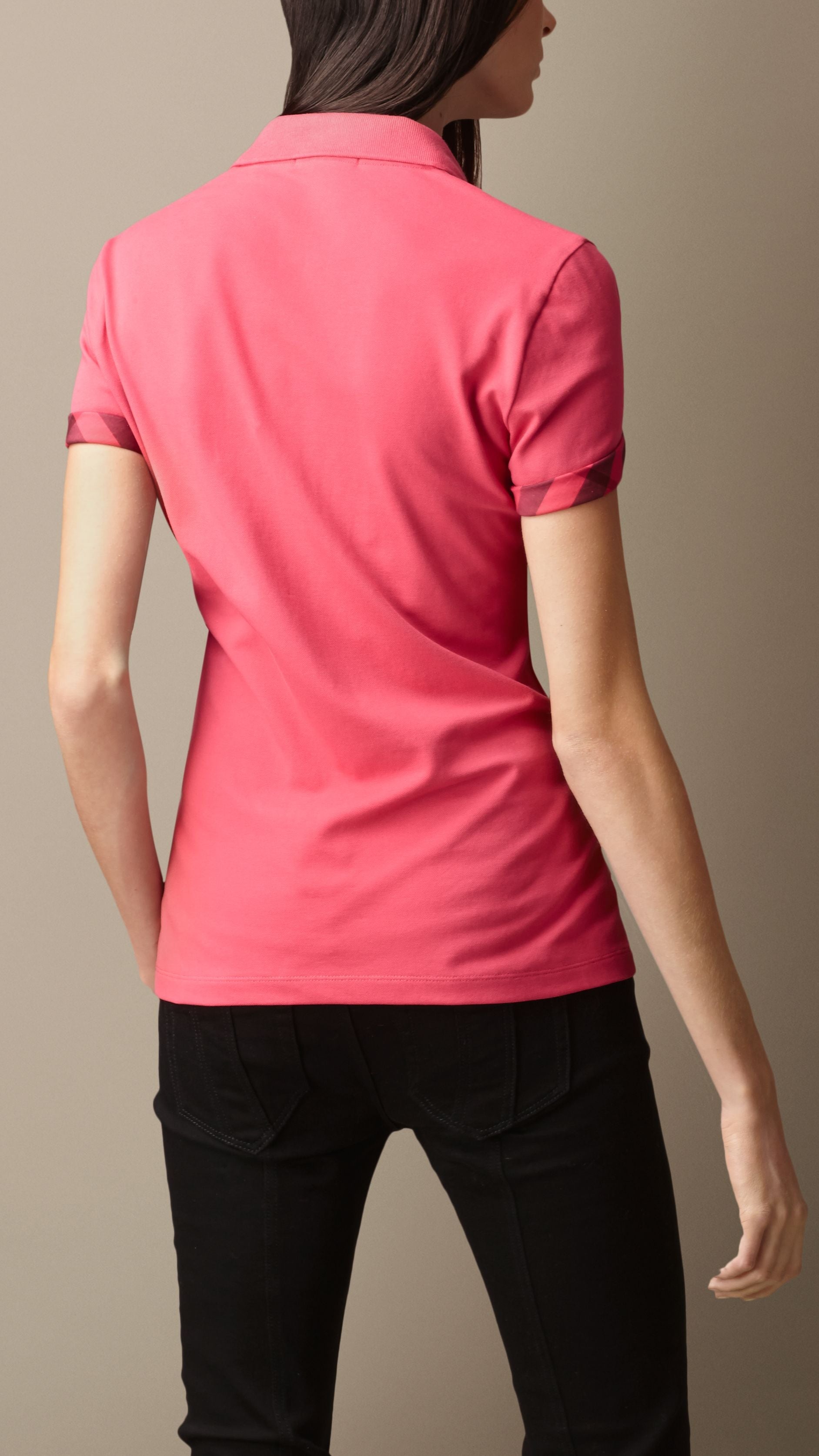 BRIGHT ROSE Polo doublé en check