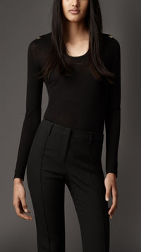 BLACK Pull en laine mérinos avec nœud