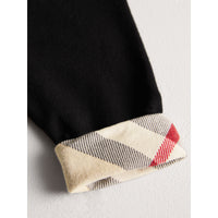 BLACK Legging en coton avec détails à motif check