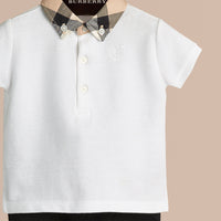 WHITE Polo avec col en check