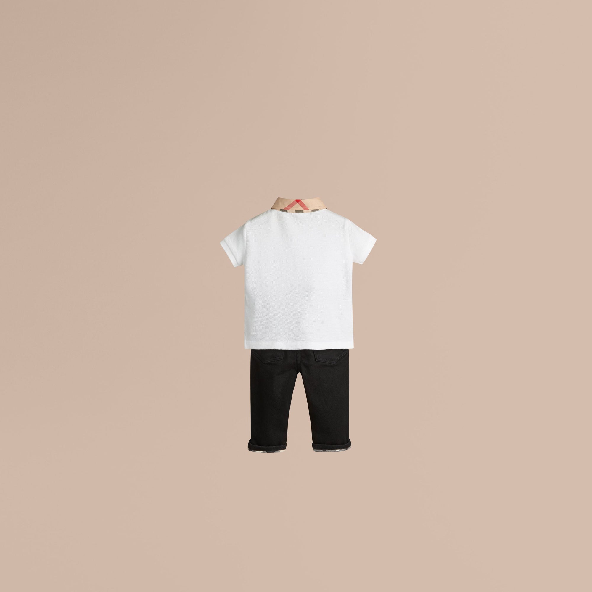 WHITE Polo avec col en check