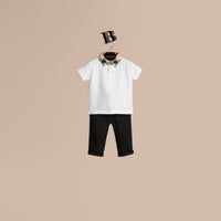 WHITE Polo avec col en check
