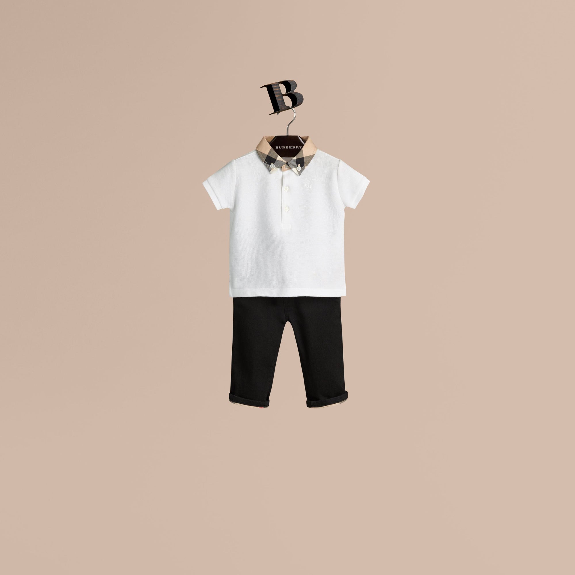 WHITE Polo avec col en check