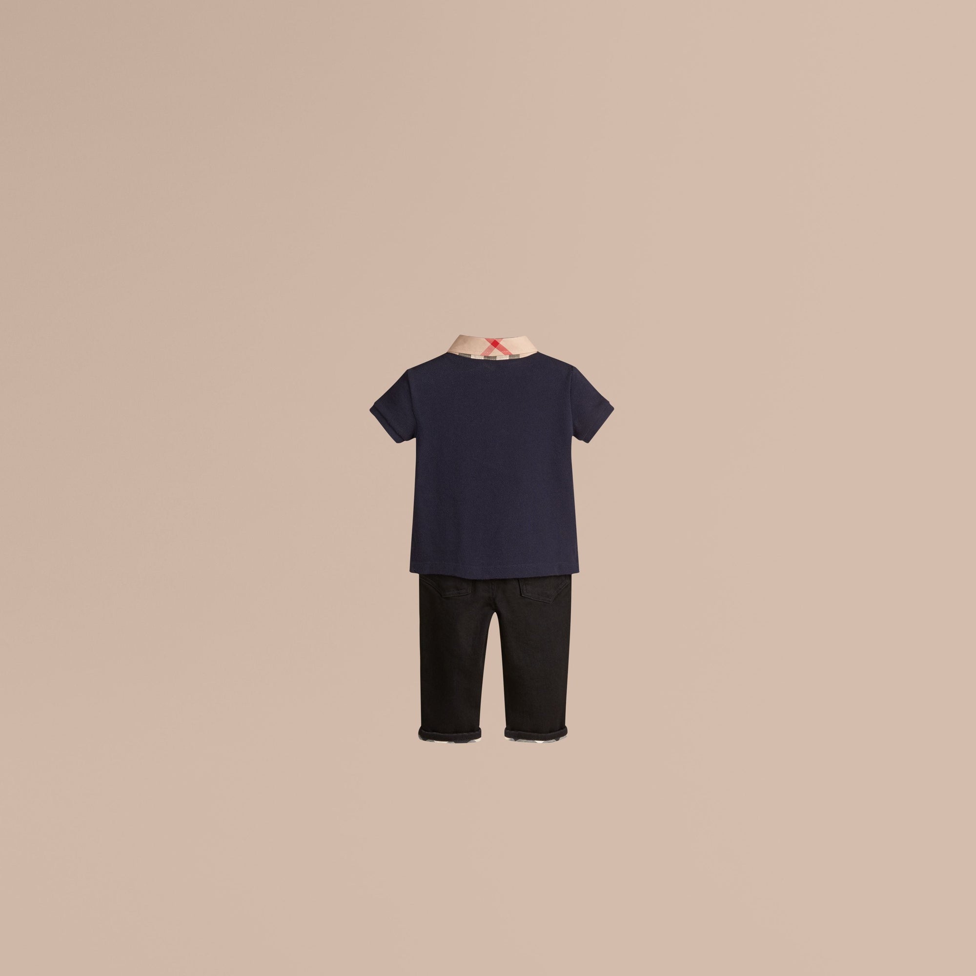 TRUE NAVY Polo avec col en check