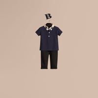 TRUE NAVY Polo avec col en check