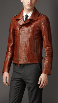 COGNAC Perfecto en cuir d'alligator