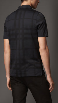 BLACK Polo en coton check
