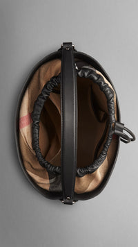 BLACK Sac hobo medium en cuir et toile check