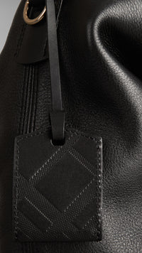 BLACK Sac hobo medium en cuir et toile check