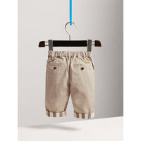 TAUPE Pantalon chino avec revers en check