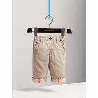 TAUPE Pantalon chino avec revers en check