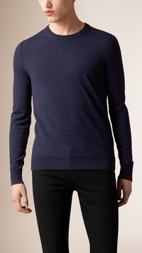NAVY Pull en laine mérinos avec ornements check
