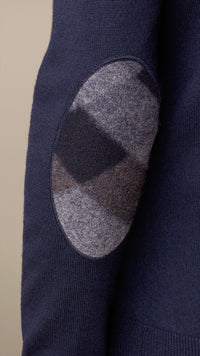 NAVY Pull en laine mérinos avec ornements check