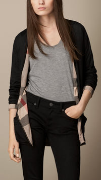BLACK Cardigan cascade en jersey réversible