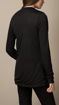 BLACK Cardigan cascade en jersey réversible