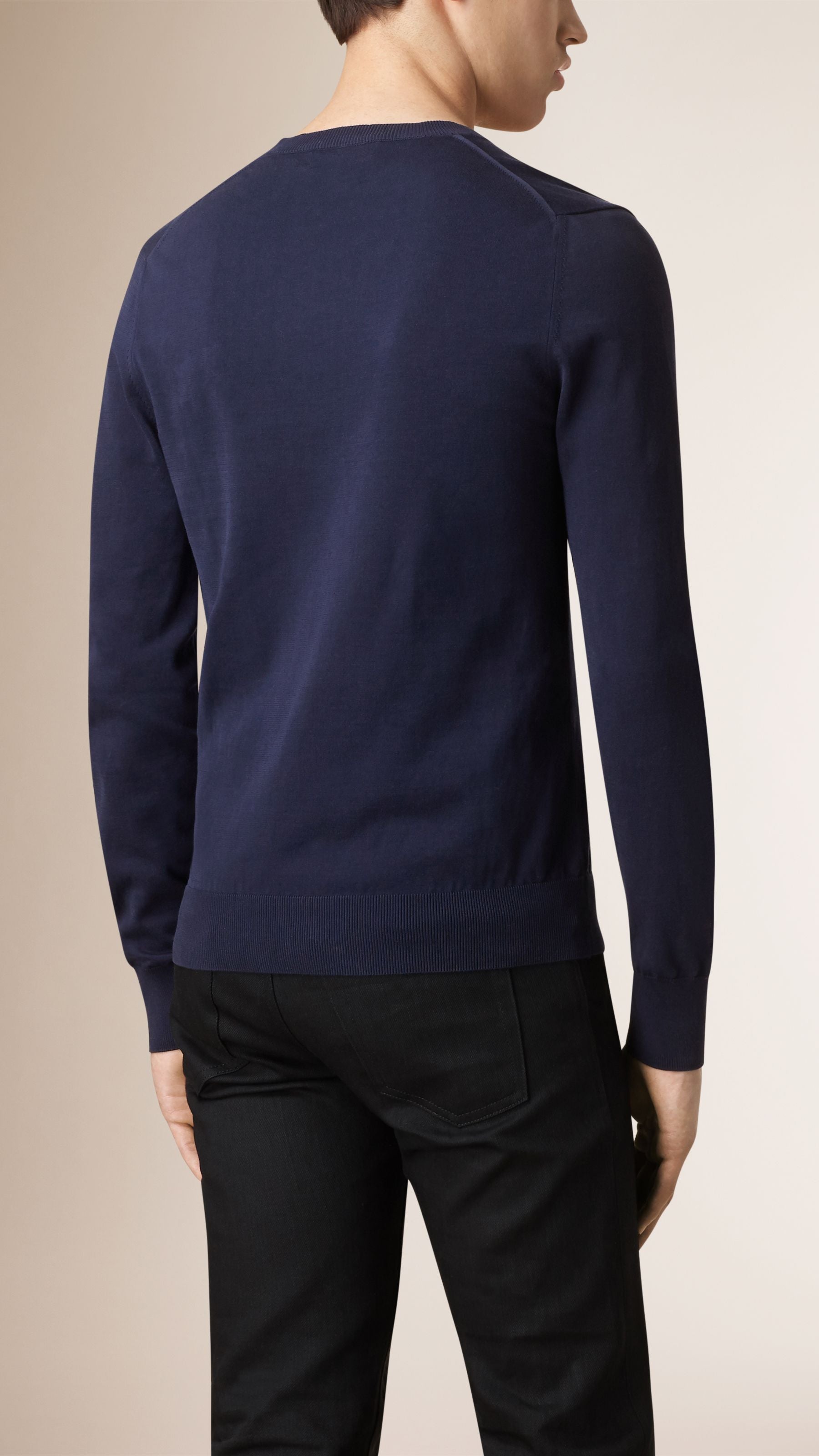 NAVY Pull col V en coton Sea Island