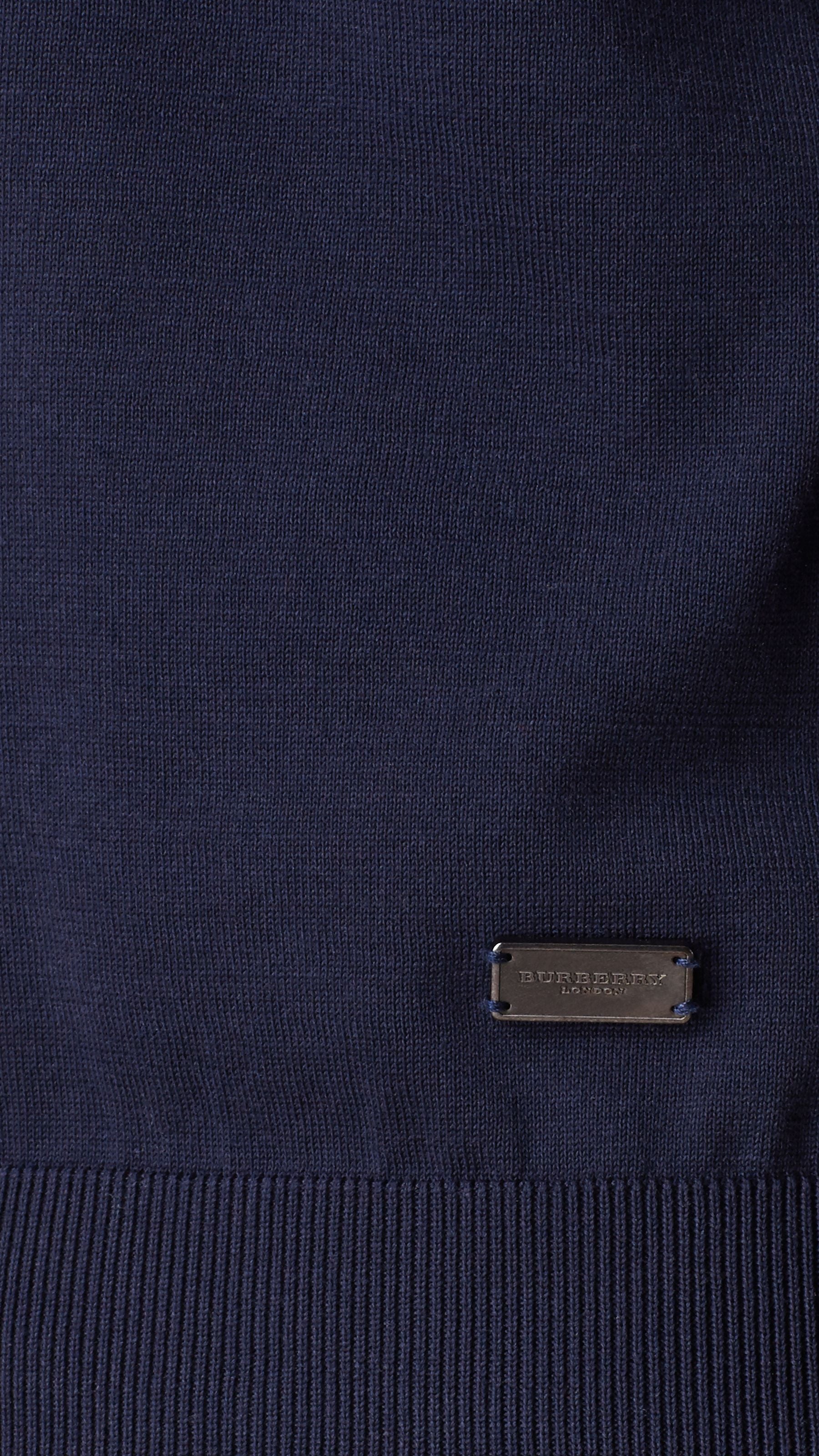 Pull col v en coton sea island - Marine