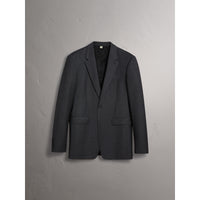 DARK GREY MELANGE Costume de coupe moderne en laine vierge Travel Tailoring
