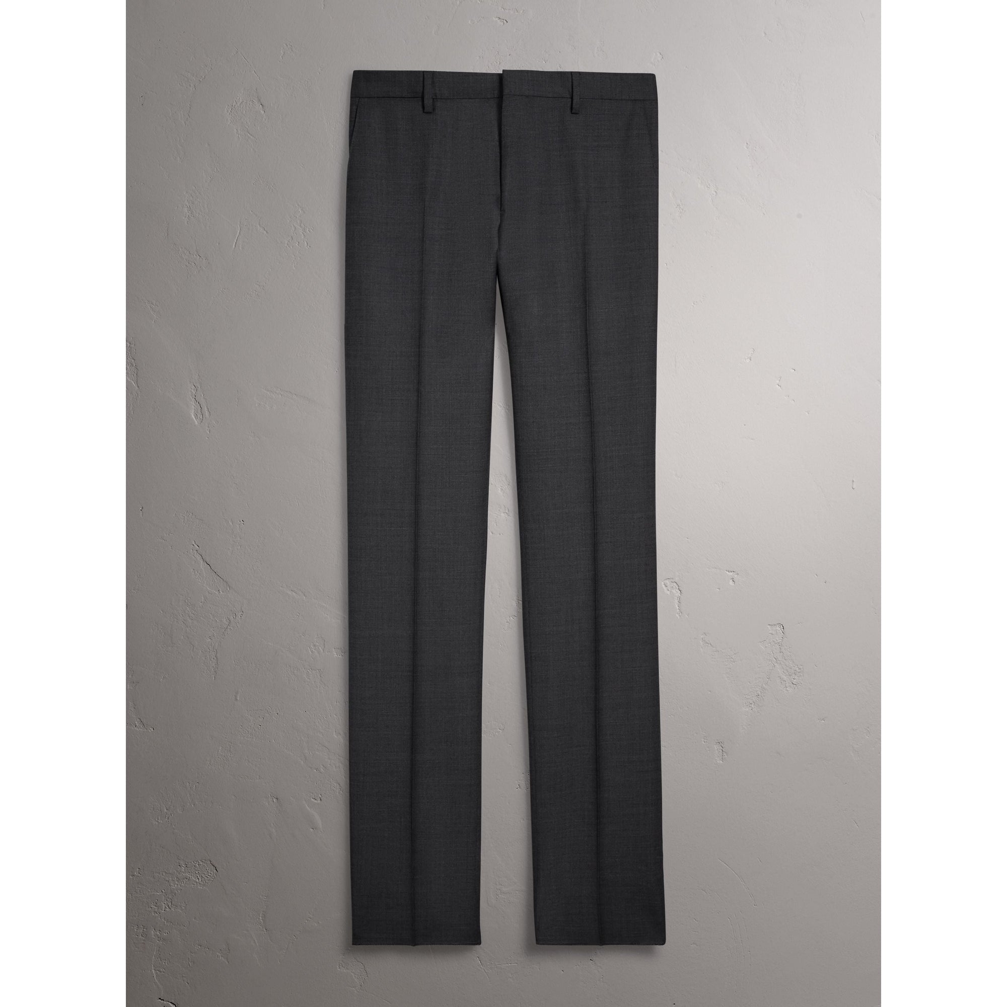 DARK GREY MELANGE Costume de coupe moderne en laine vierge Travel Tailoring