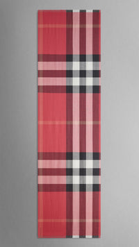 BRIGHT ROSE CHECK Foulard en soie et cachemire à motif check