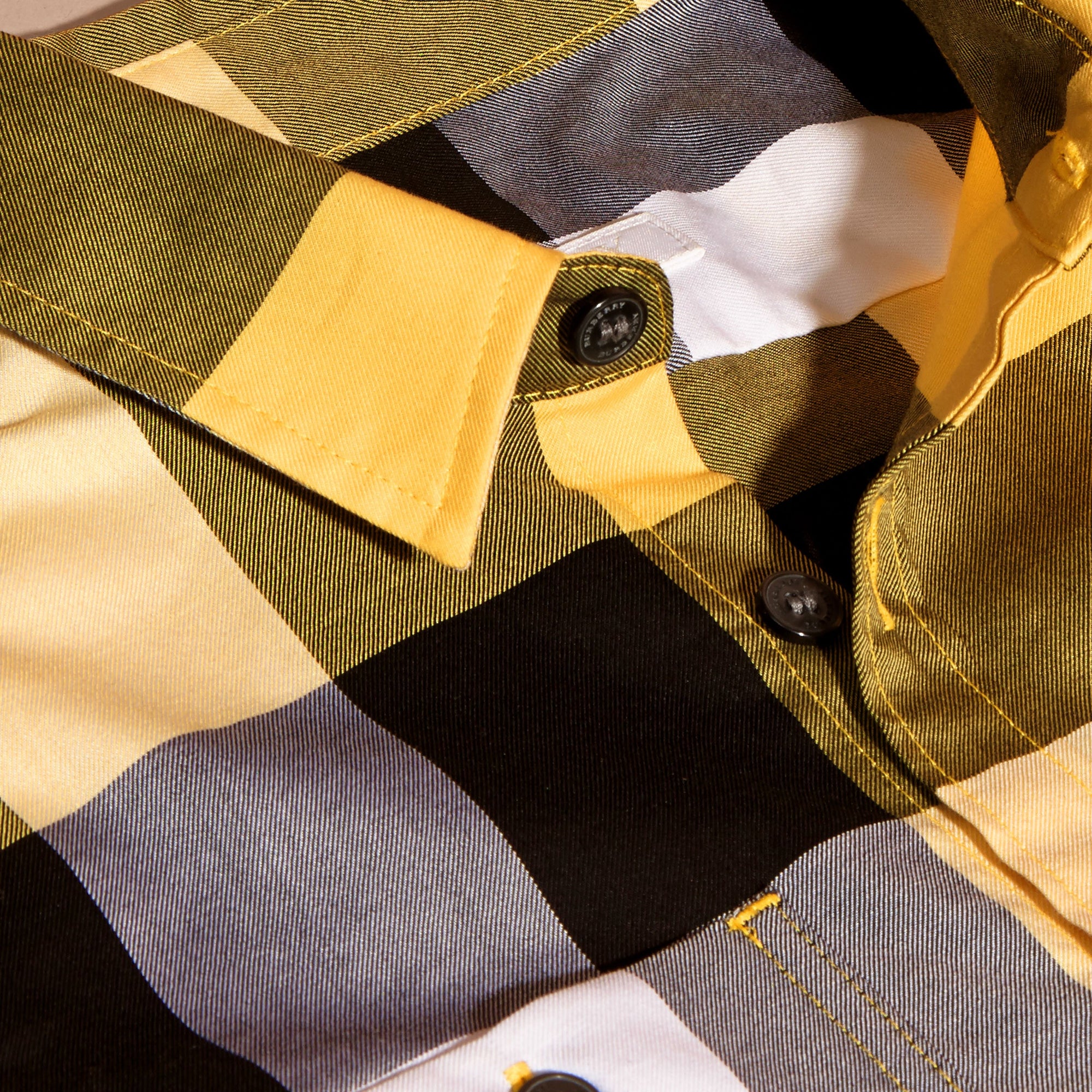 BRIGHT YELLOW Chemise en coton à manches courtes avec motif check