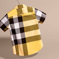 BRIGHT YELLOW Chemise en coton à manches courtes avec motif check