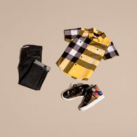 BRIGHT YELLOW Chemise en coton à manches courtes avec motif check