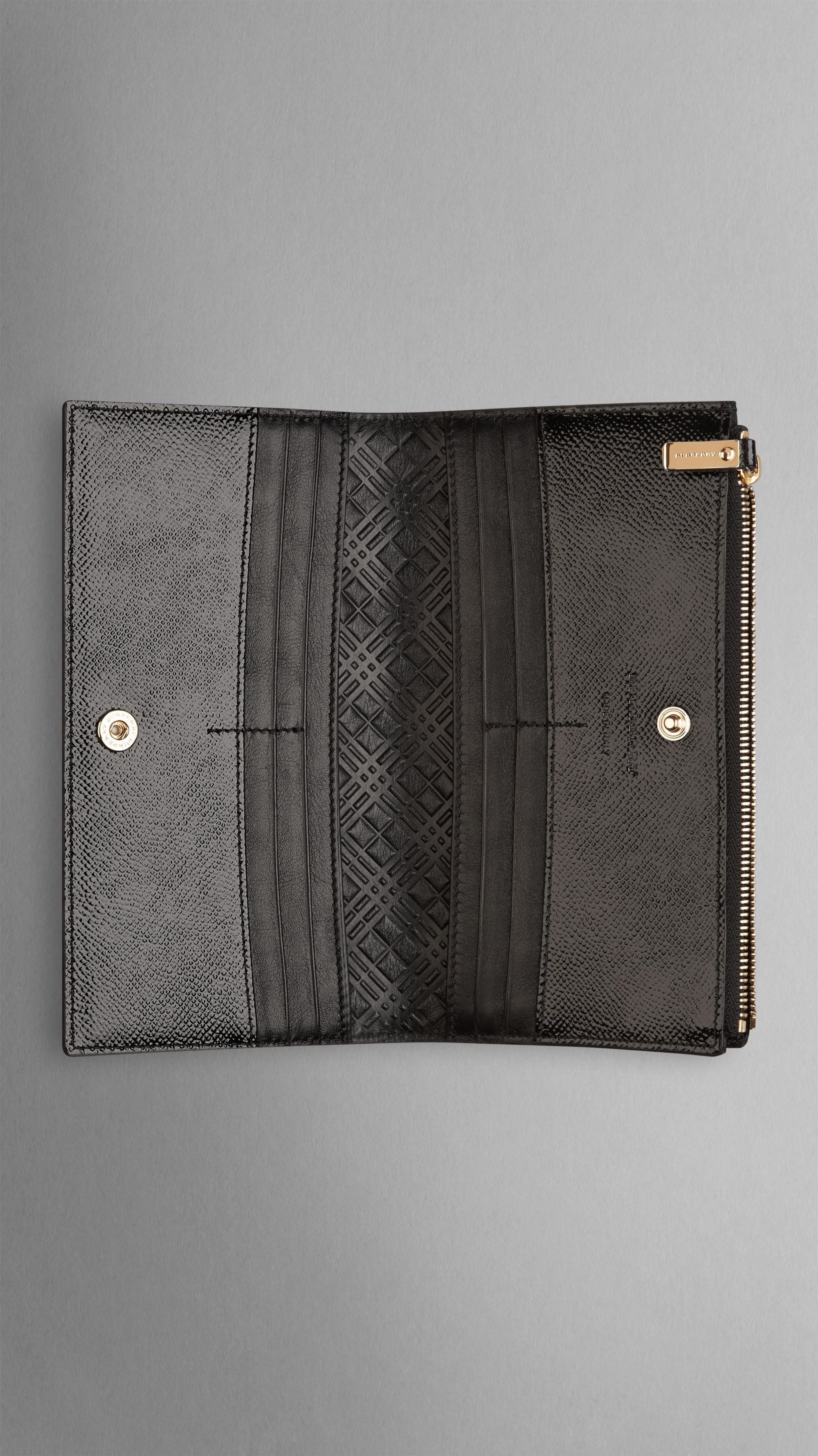 BLACK Portefeuille continental en cuir London verni