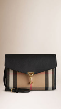 BLACK Petit sac à bandoulière en cuir house check et cuir