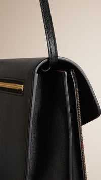 BLACK Petit sac à bandoulière en cuir house check et cuir